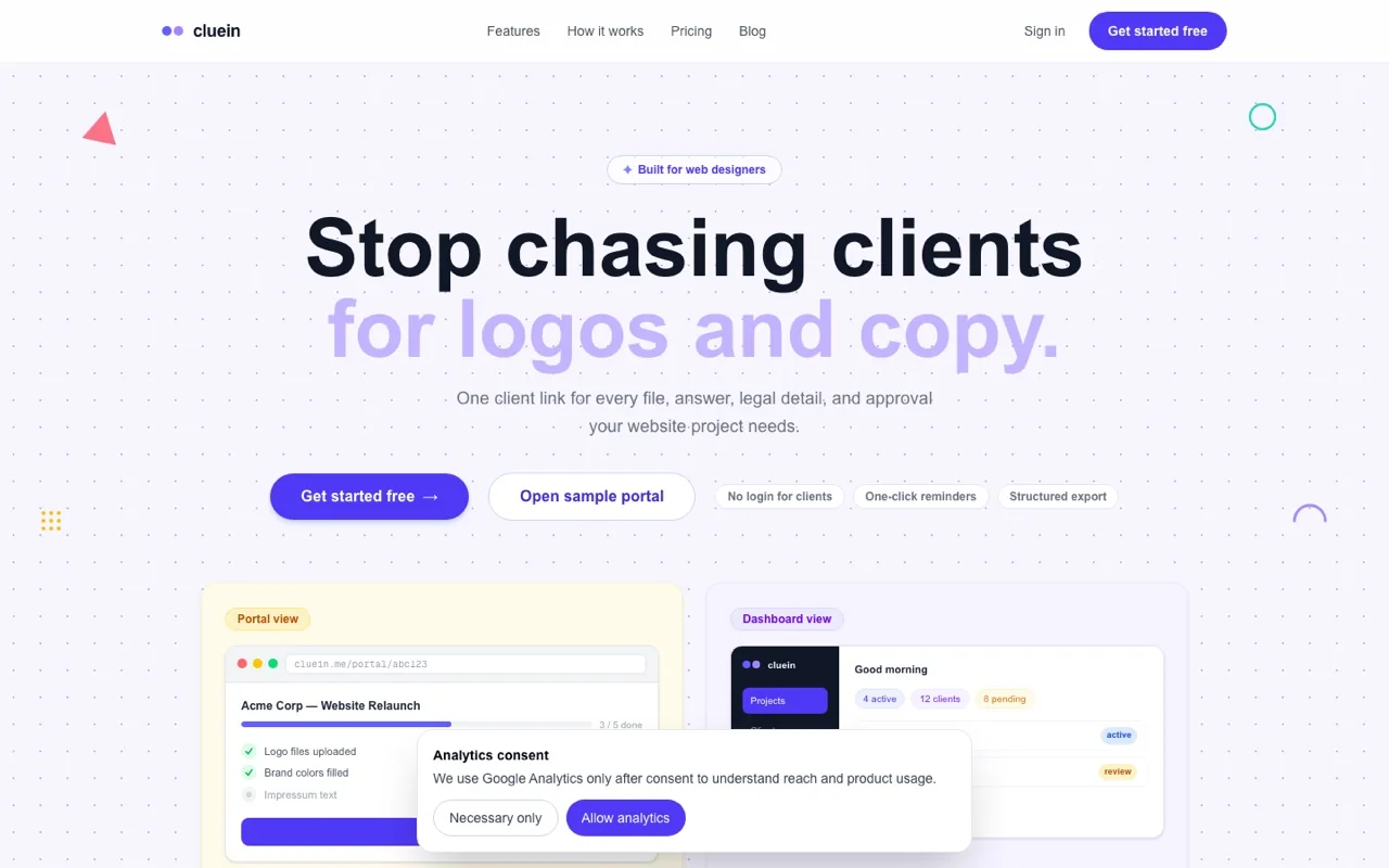 cluein.me: Website und Kundenportal für Webdesigner